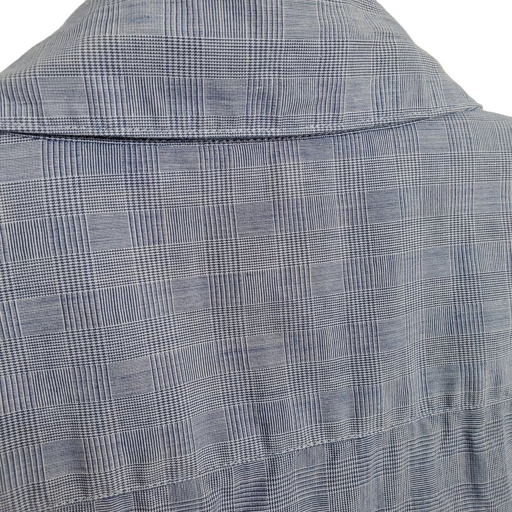 Foxcroft Size 12 Shirt Blouse 100% Cotton Fitted Long Sleeve Micro Plaid Blue - Picture 7 of 7